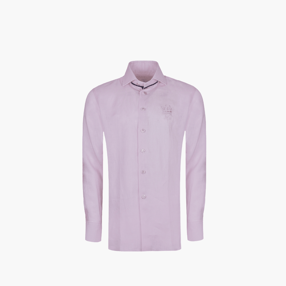 Pink Linen Crown Mason Shirt - Angelo Galasso - Luxury Italian Menswear London