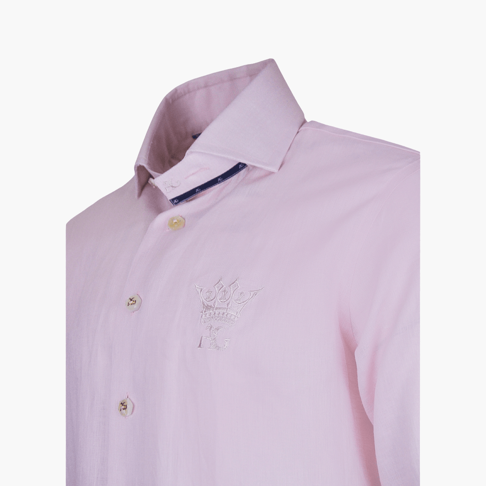 Pink Linen Crown Mason Shirt - Angelo Galasso - Luxury Italian Menswear London