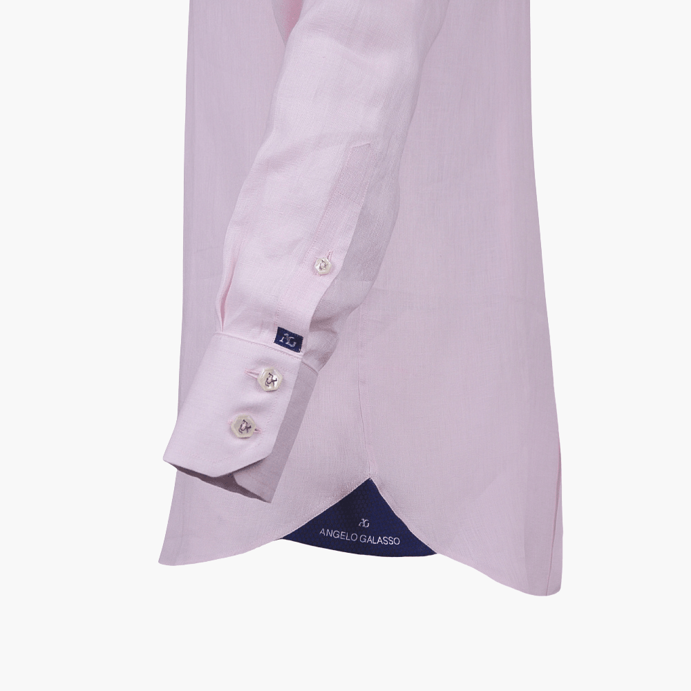 Pink Linen Crown Mason Shirt - Angelo Galasso - Luxury Italian Menswear London