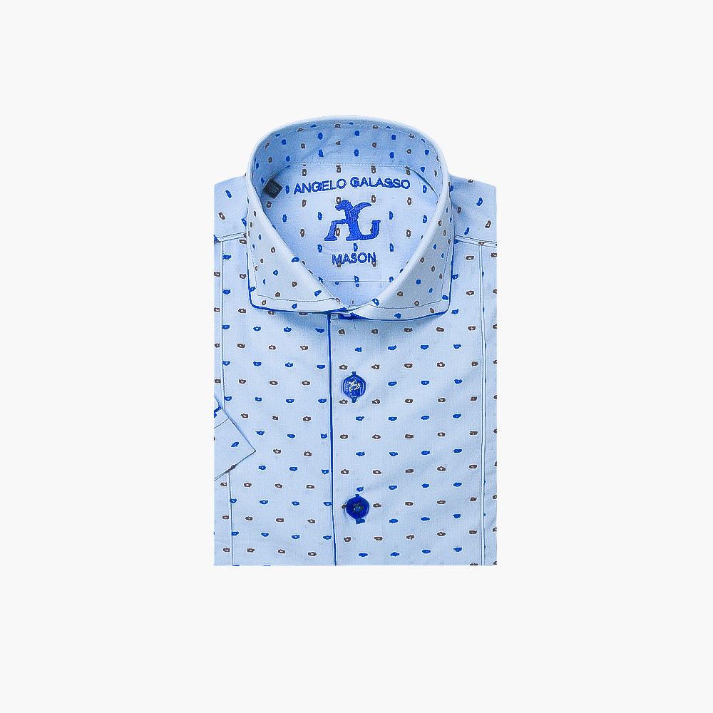 Blue  Fil Coupe  Short Sleeves Shirt