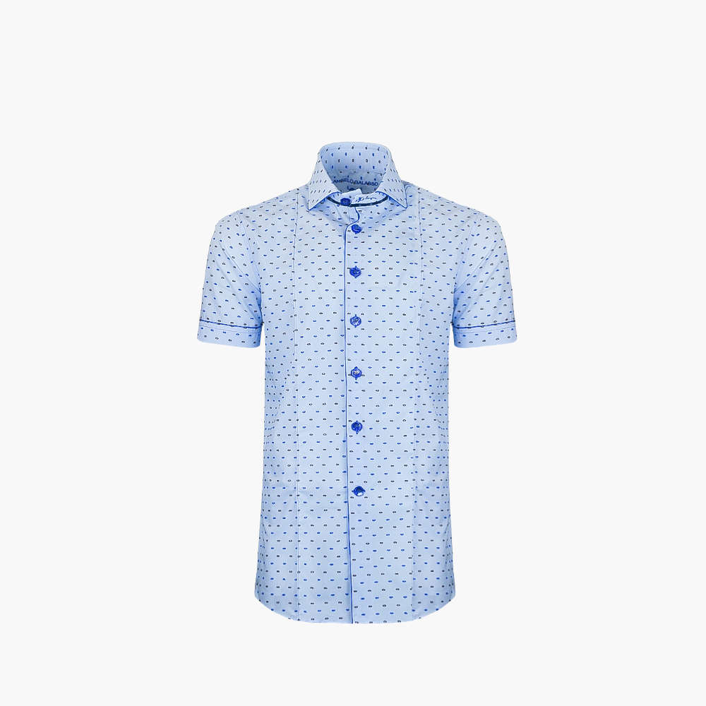Blue  Fil Coupe  Short Sleeves Shirt