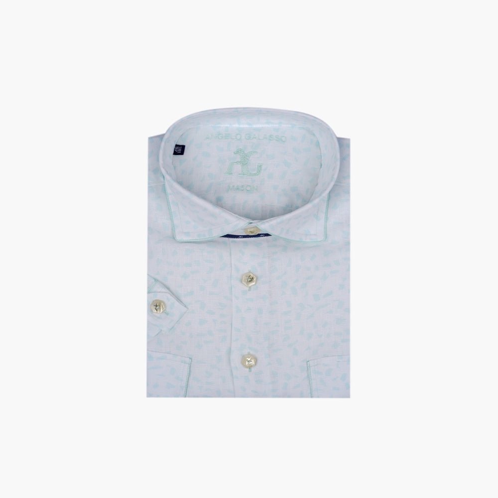 Green Pattern Short Sleeves Mason Shirt - Angelo Galasso - Luxury Italian Menswear London