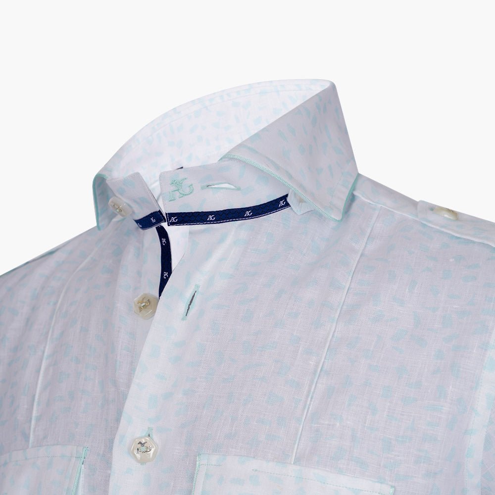 Green Pattern Short Sleeves Mason Shirt - Angelo Galasso - Luxury Italian Menswear London