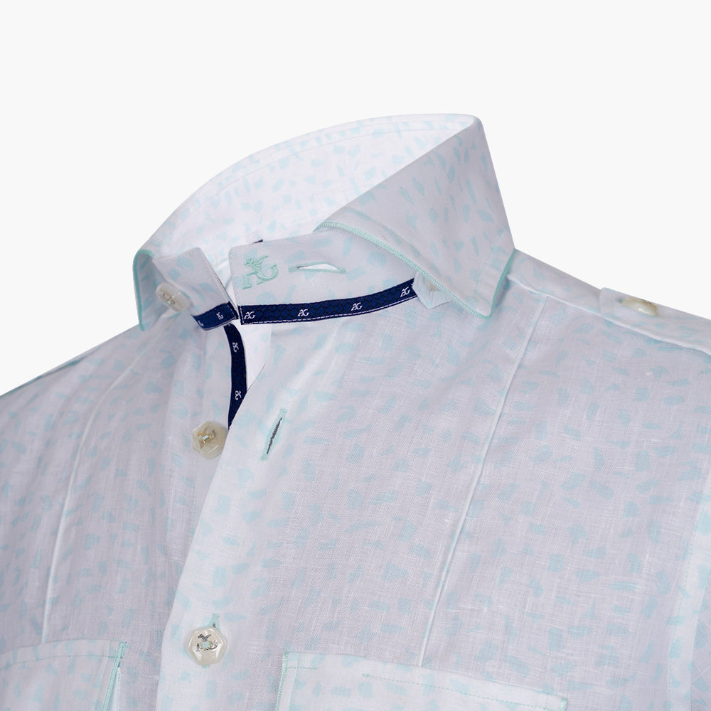 Green Pattern Short Sleeves Mason Shirt