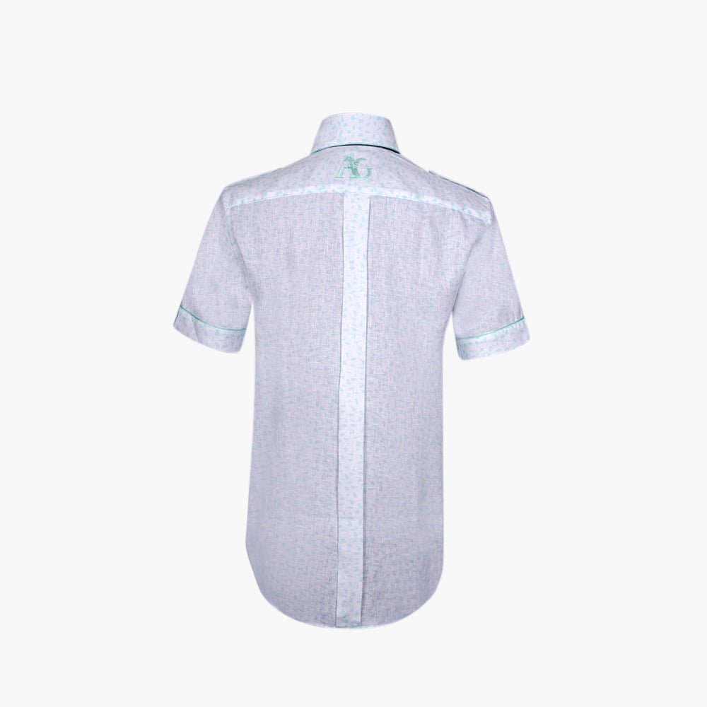 Green Pattern Short Sleeves Mason Shirt - Angelo Galasso - Luxury Italian Menswear London