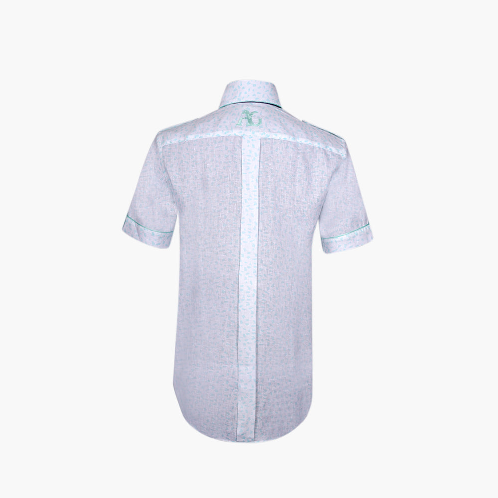 Green Pattern Short Sleeves Mason Shirt