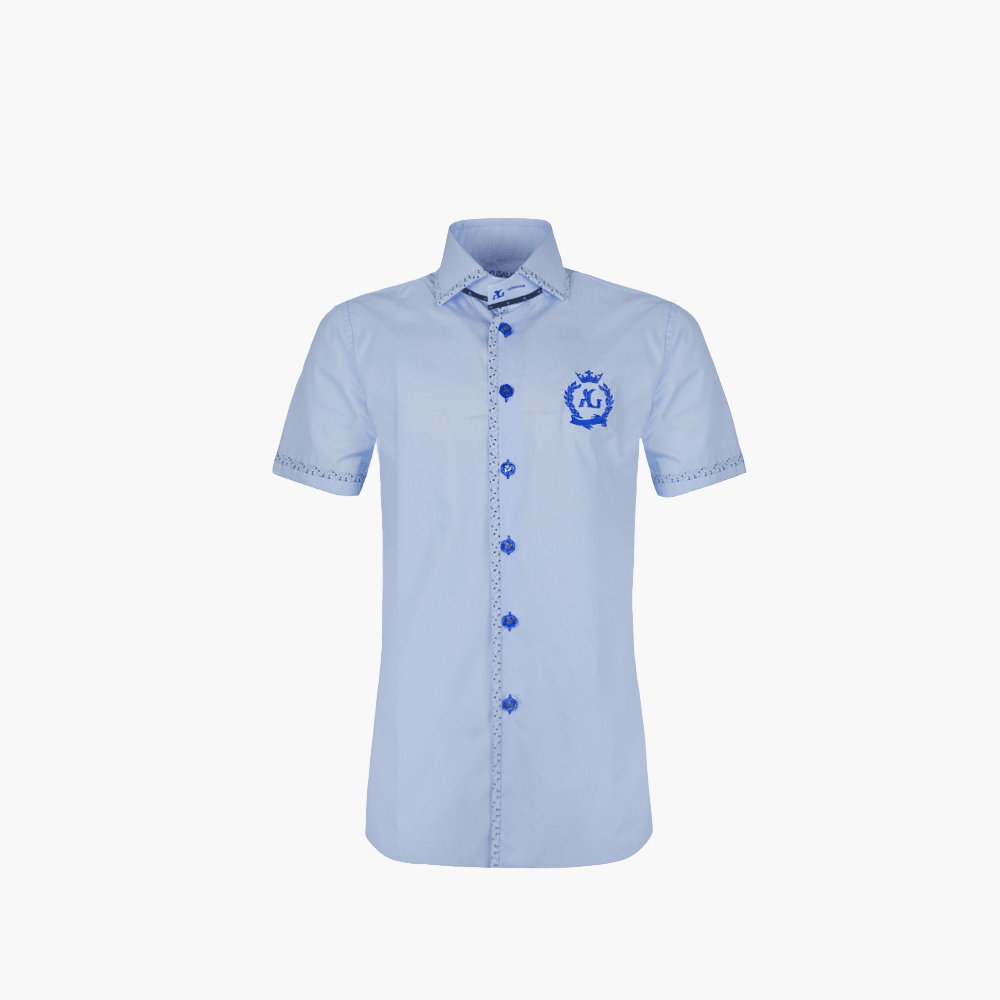 Light Blue Alloro Short Sleeves Mason Shirt - Angelo Galasso - Luxury Italian Menswear London