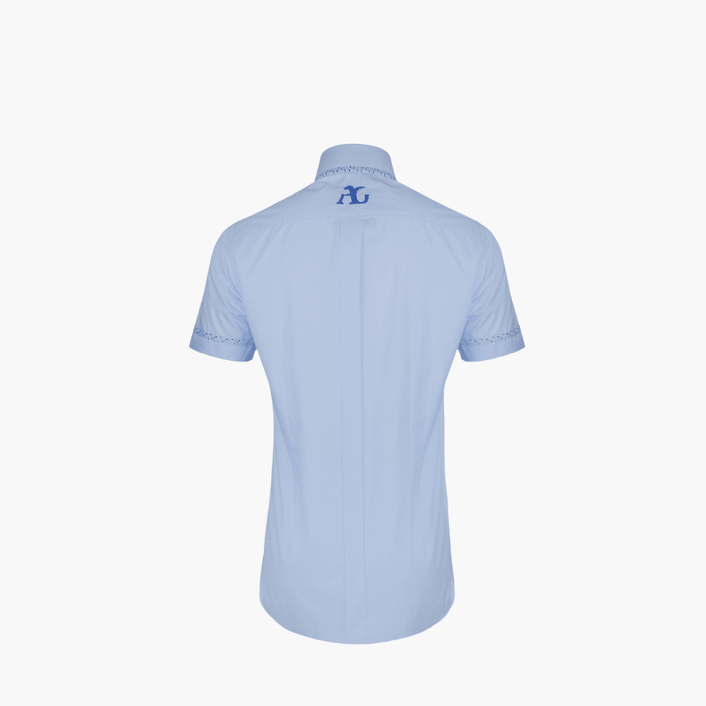 Light Blue Alloro Short Sleeves Mason Shirt - Angelo Galasso - Luxury Italian Menswear London