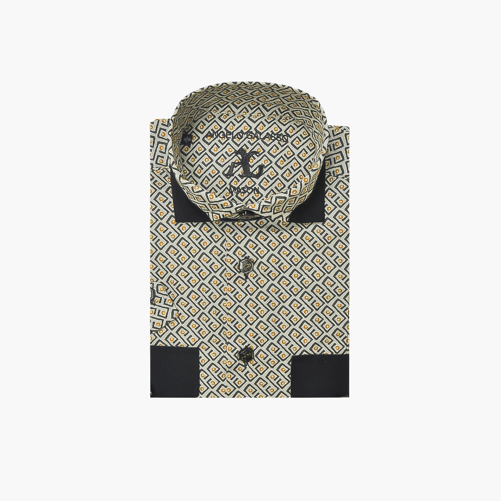 Fret Pattern Short Sleeves Mason Shirt - Angelo Galasso - Luxury Italian Menswear London
