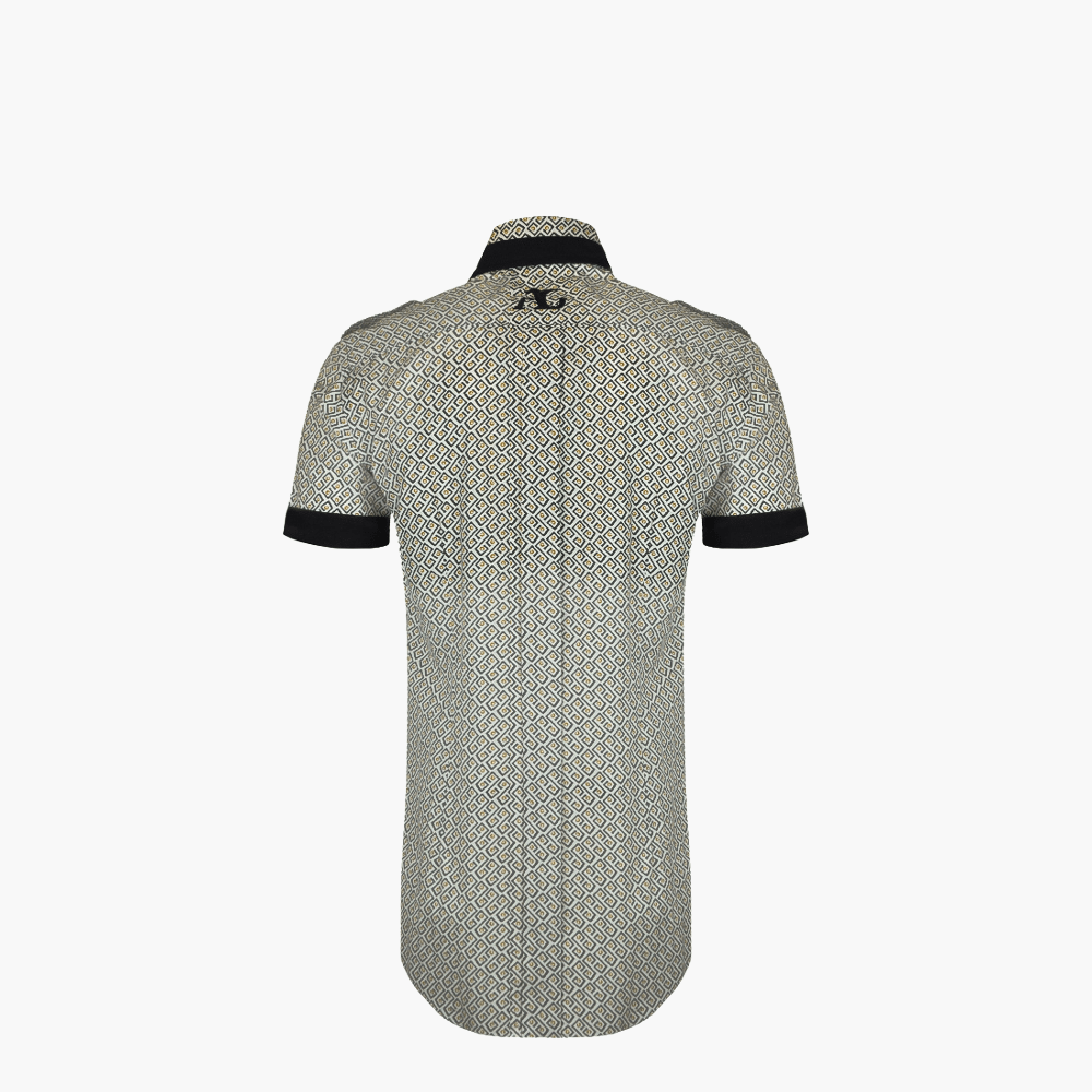 Fret Pattern Short Sleeves Mason Shirt - Angelo Galasso - Luxury Italian Menswear London