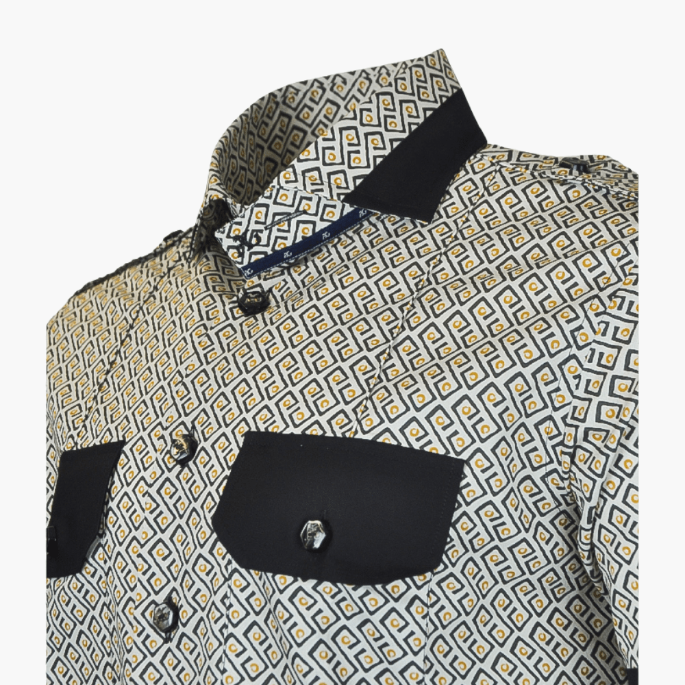 Fret Pattern Short Sleeves Mason Shirt - Angelo Galasso - Luxury Italian Menswear London