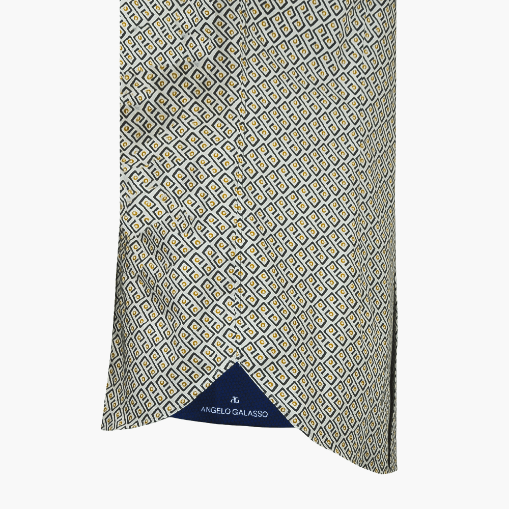 Fret Pattern Short Sleeves Mason Shirt - Angelo Galasso - Luxury Italian Menswear London