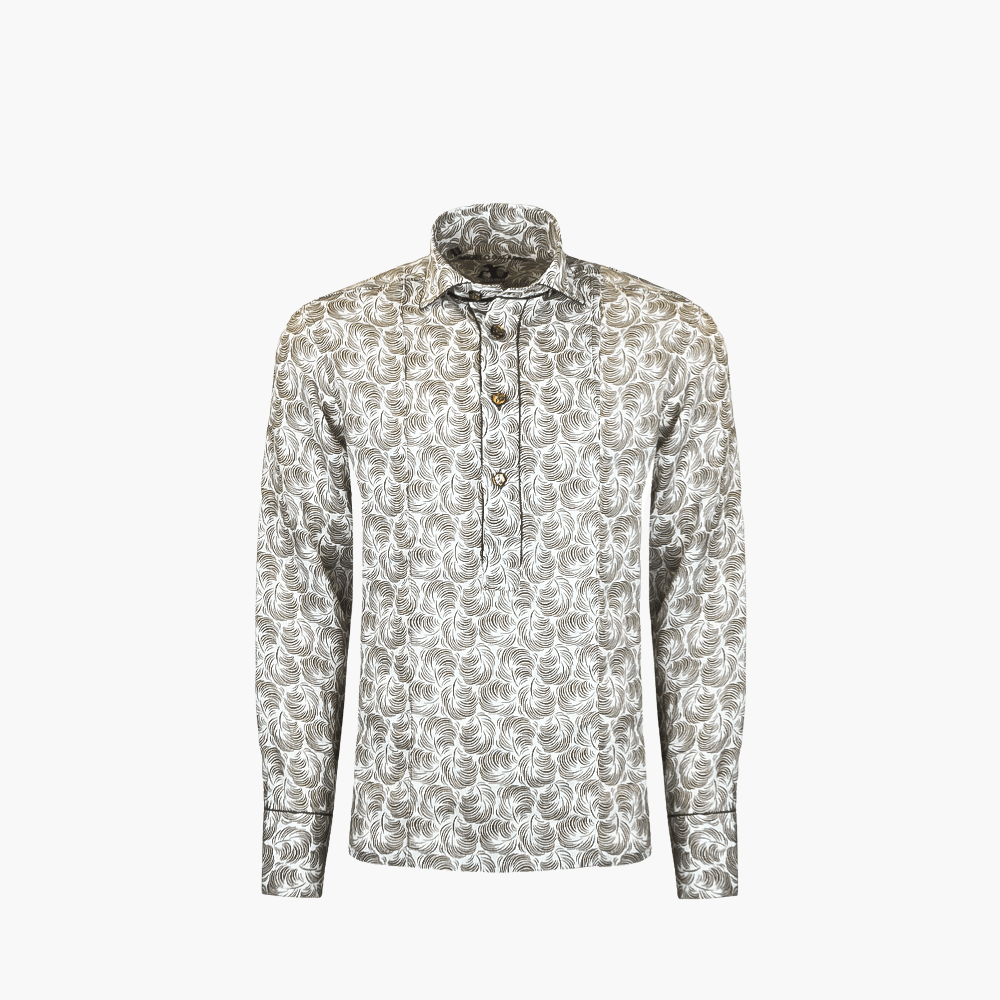 Brown Foliage Polo Shirt - Angelo Galasso - Luxury Italian Menswear London