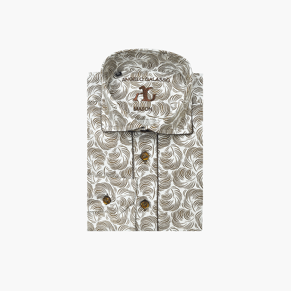 Brown Foliage Polo Shirt - Angelo Galasso - Luxury Italian Menswear London
