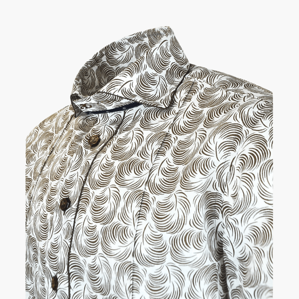 Brown Foliage Polo Shirt - Angelo Galasso - Luxury Italian Menswear London