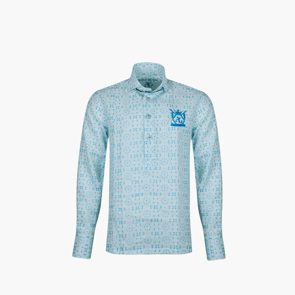 Celeste Hexagonal Mason Polo Shirt - Angelo Galasso - Luxury Italian Menswear London
