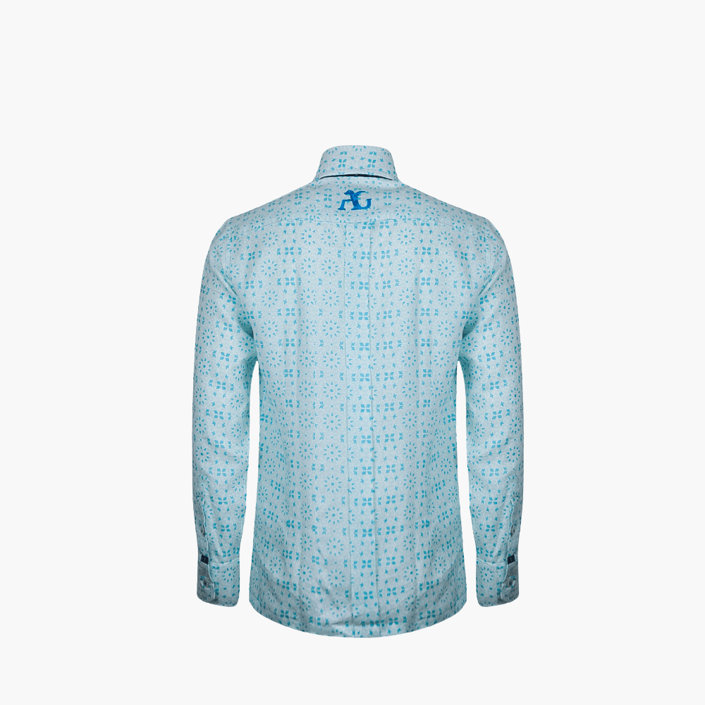 Celeste Hexagonal Mason Polo Shirt - Angelo Galasso - Luxury Italian Menswear London