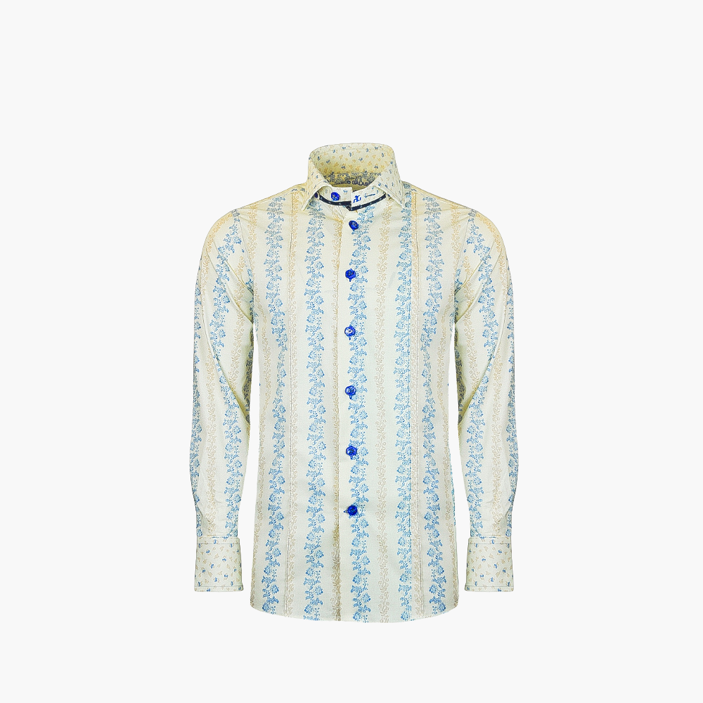 Beige Flower Stripe Mason Shirt - AG23S1HAS18FL