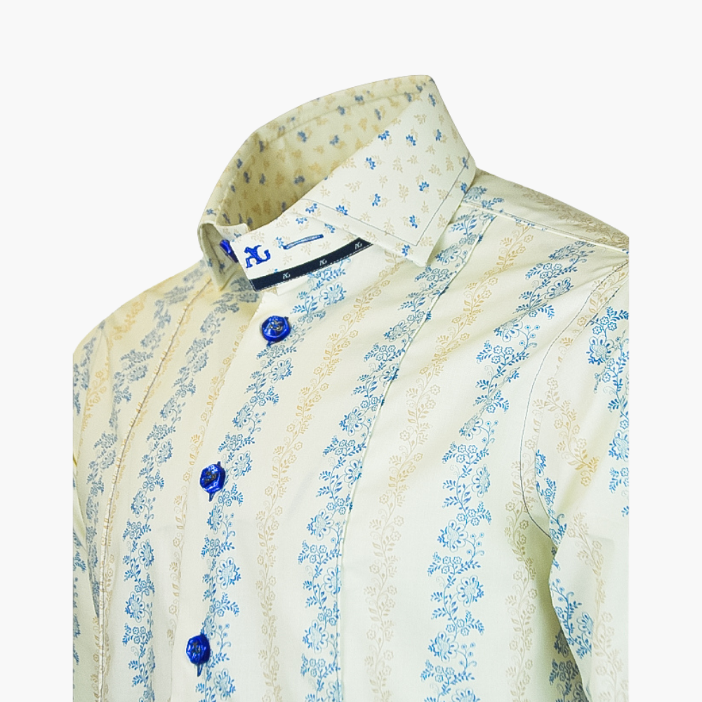 Beige Flower Stripe Mason Shirt - AG23S1HAS18FL