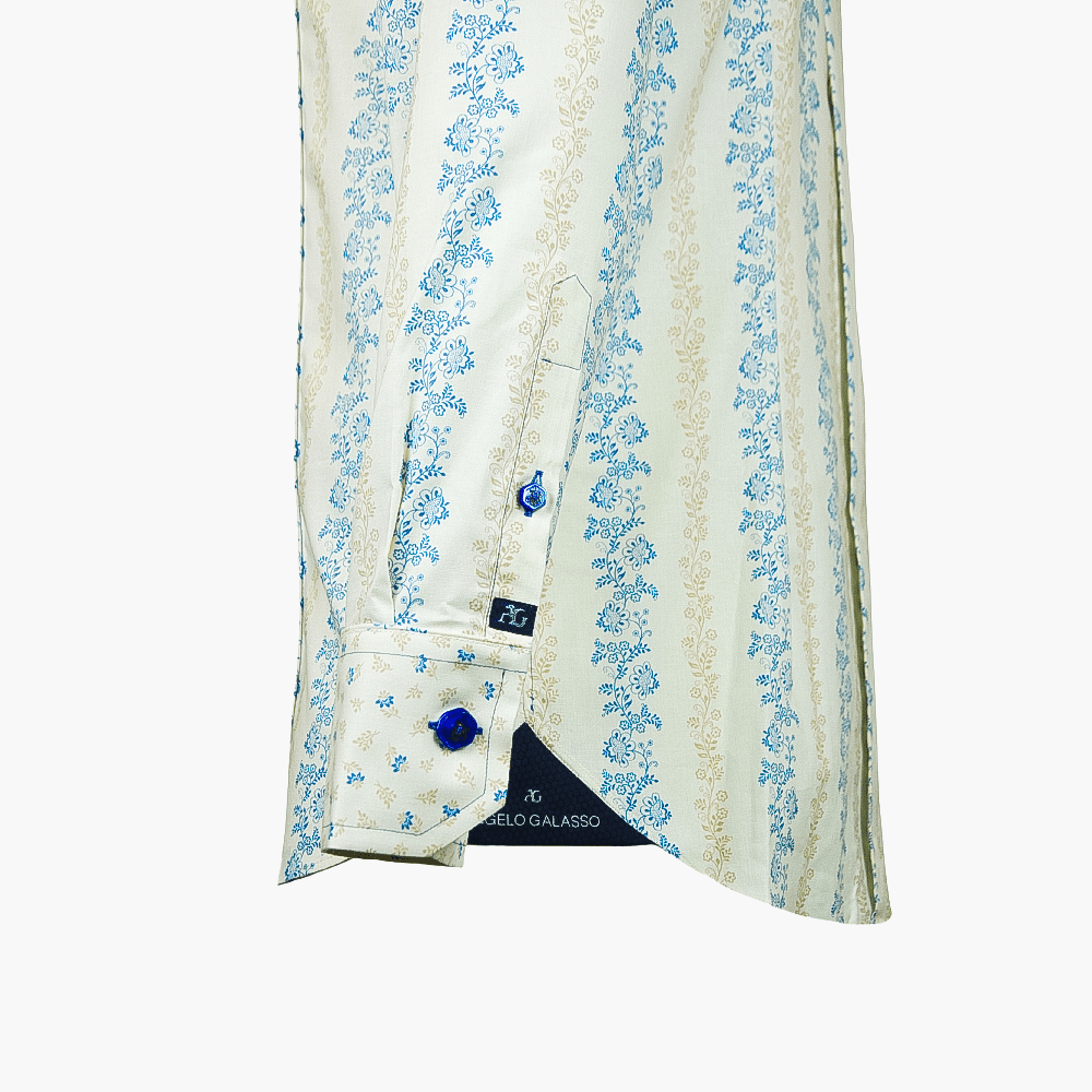 Beige Flower Stripe Mason Shirt - Angelo Galasso - Luxury Italian Menswear London