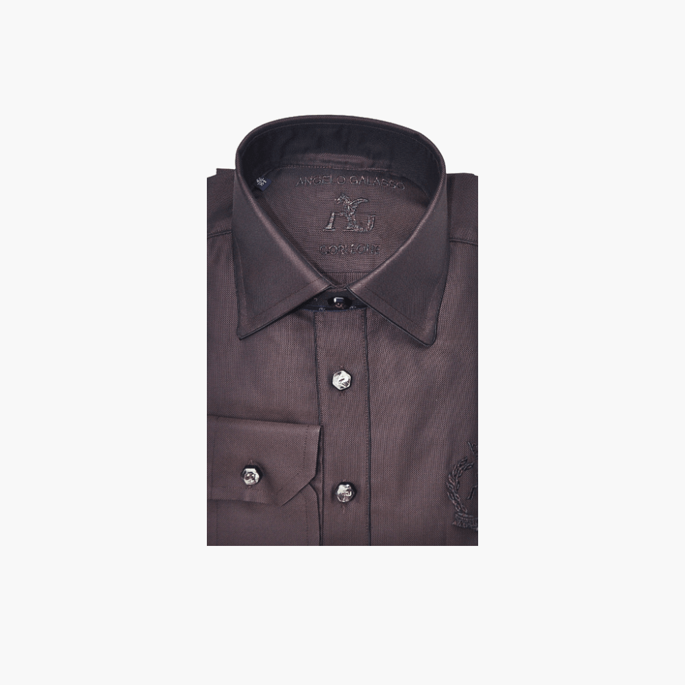 Brown Alloro Logo Corleone Shirt - Angelo Galasso - Luxury Italian Menswear London