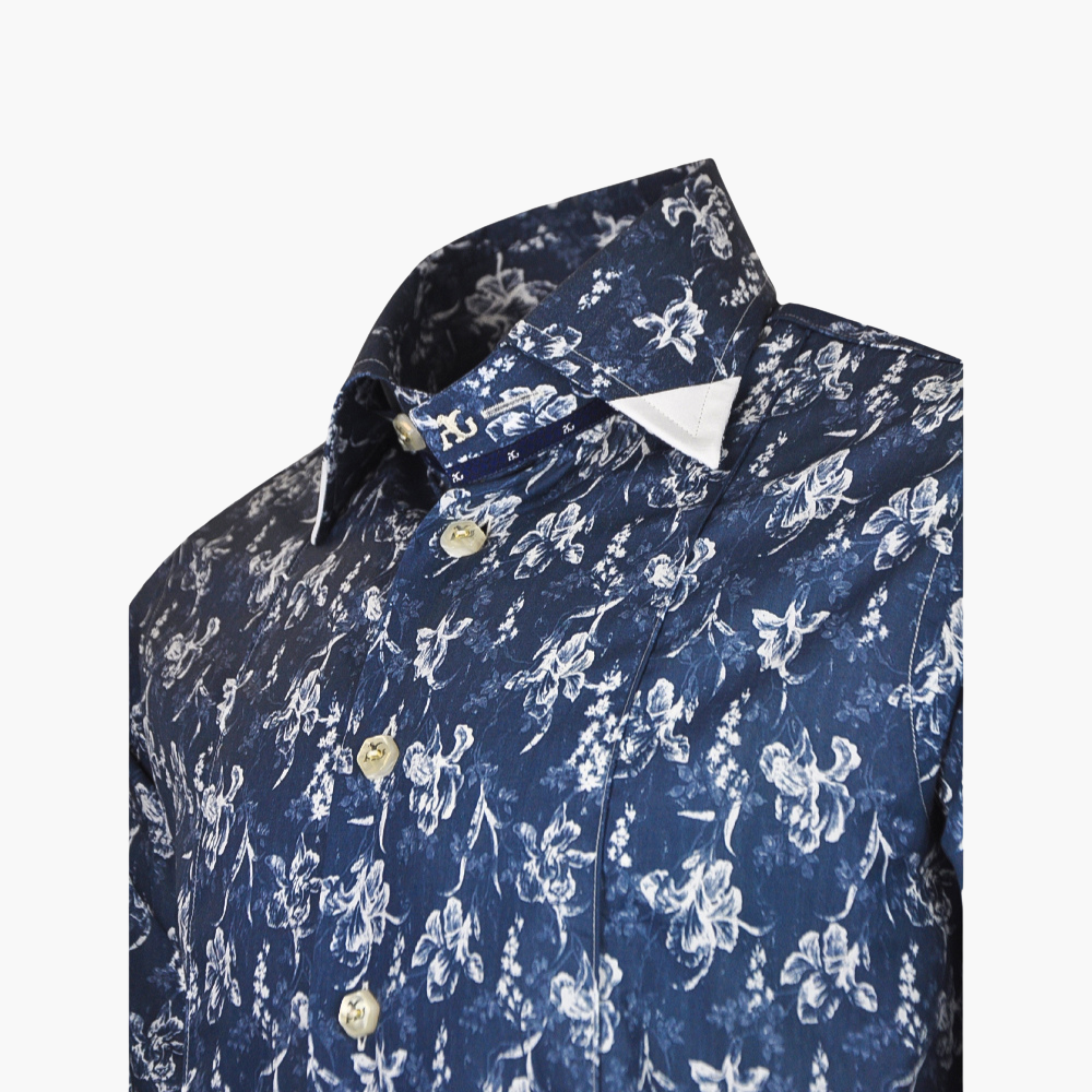 Blue Floral Print Corleone Shirt