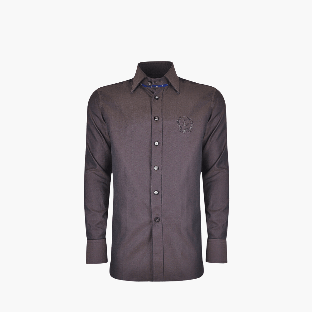 Brown Alloro Logo Corleone Shirt - Angelo Galasso - Luxury Italian Menswear London