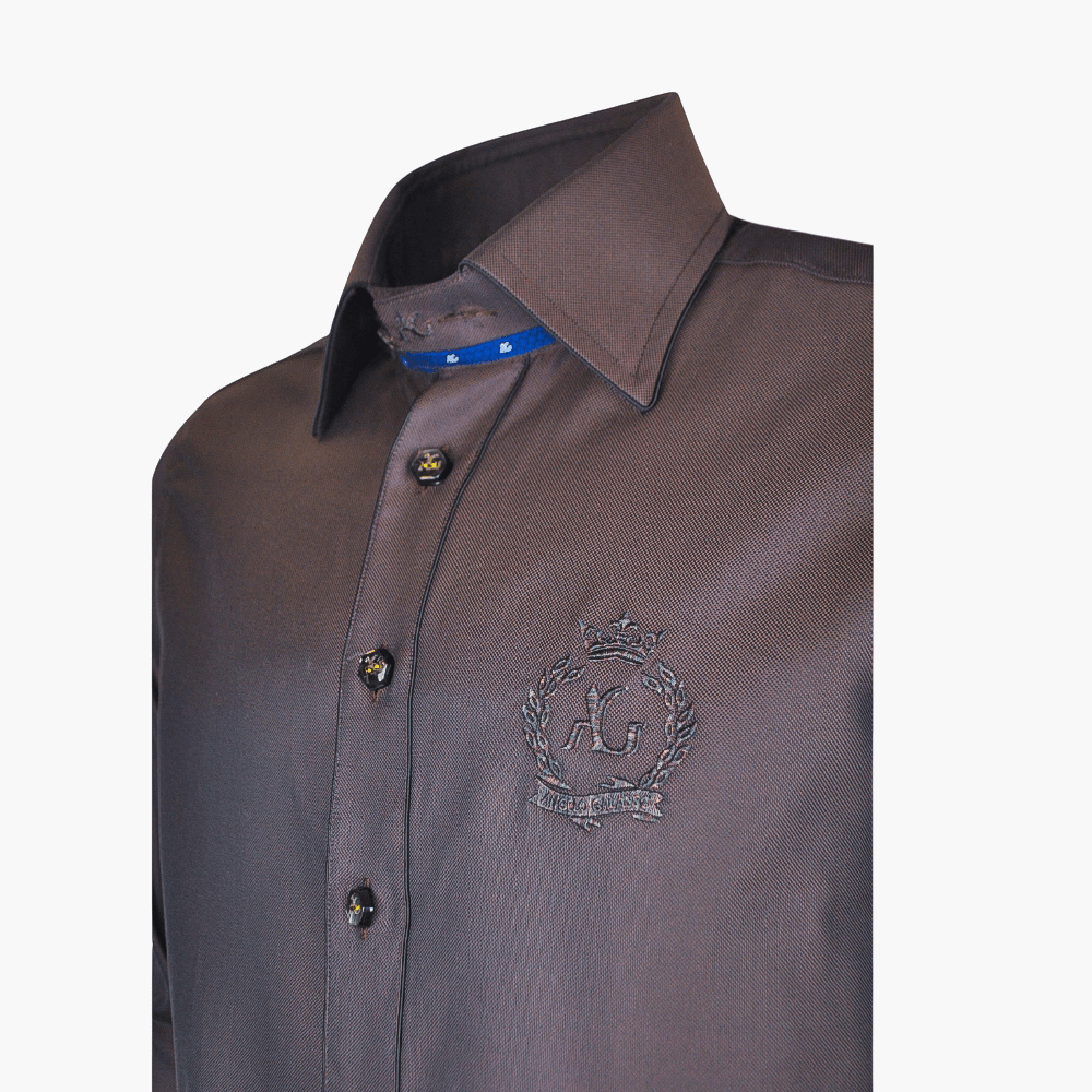 Brown Alloro Logo Corleone Shirt - Angelo Galasso - Luxury Italian Menswear London