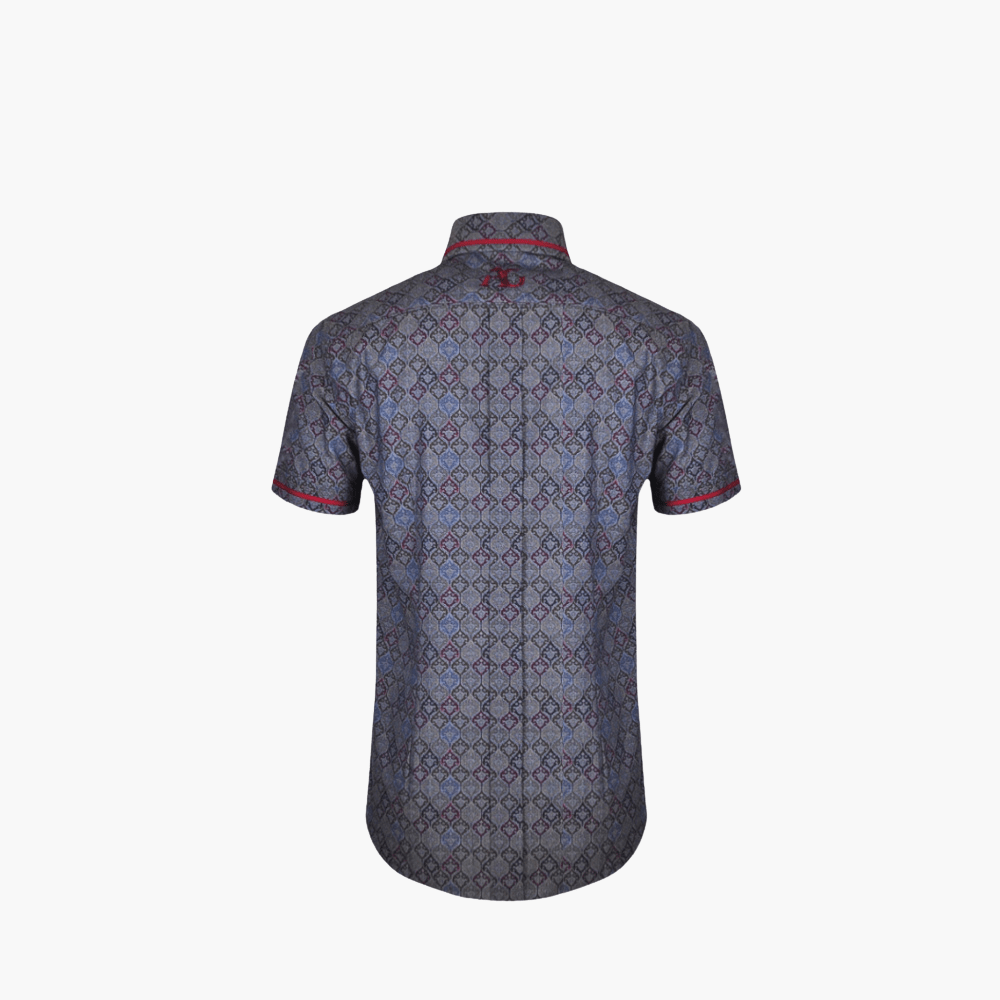 Grey Ogee Short Sleeves Corleone Shirt - Angelo Galasso - Luxury Italian Menswear London