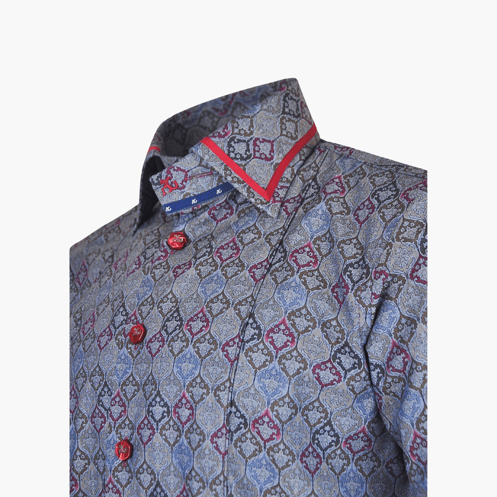 Grey Ogee Short Sleeves Corleone Shirt - Angelo Galasso - Luxury Italian Menswear London