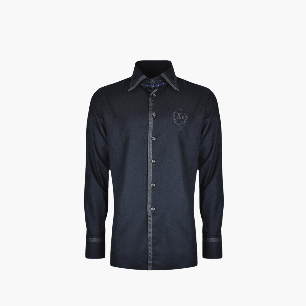 Black Metallic Jacquard Alloro Shirt - Angelo Galasso - Luxury Italian Menswear London