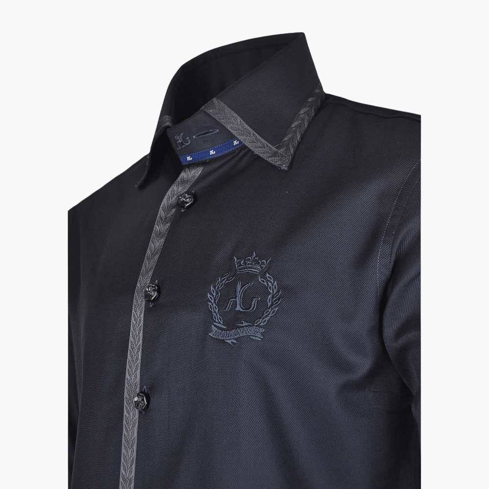 Black Metallic Jacquard Alloro Shirt - Angelo Galasso - Luxury Italian Menswear London