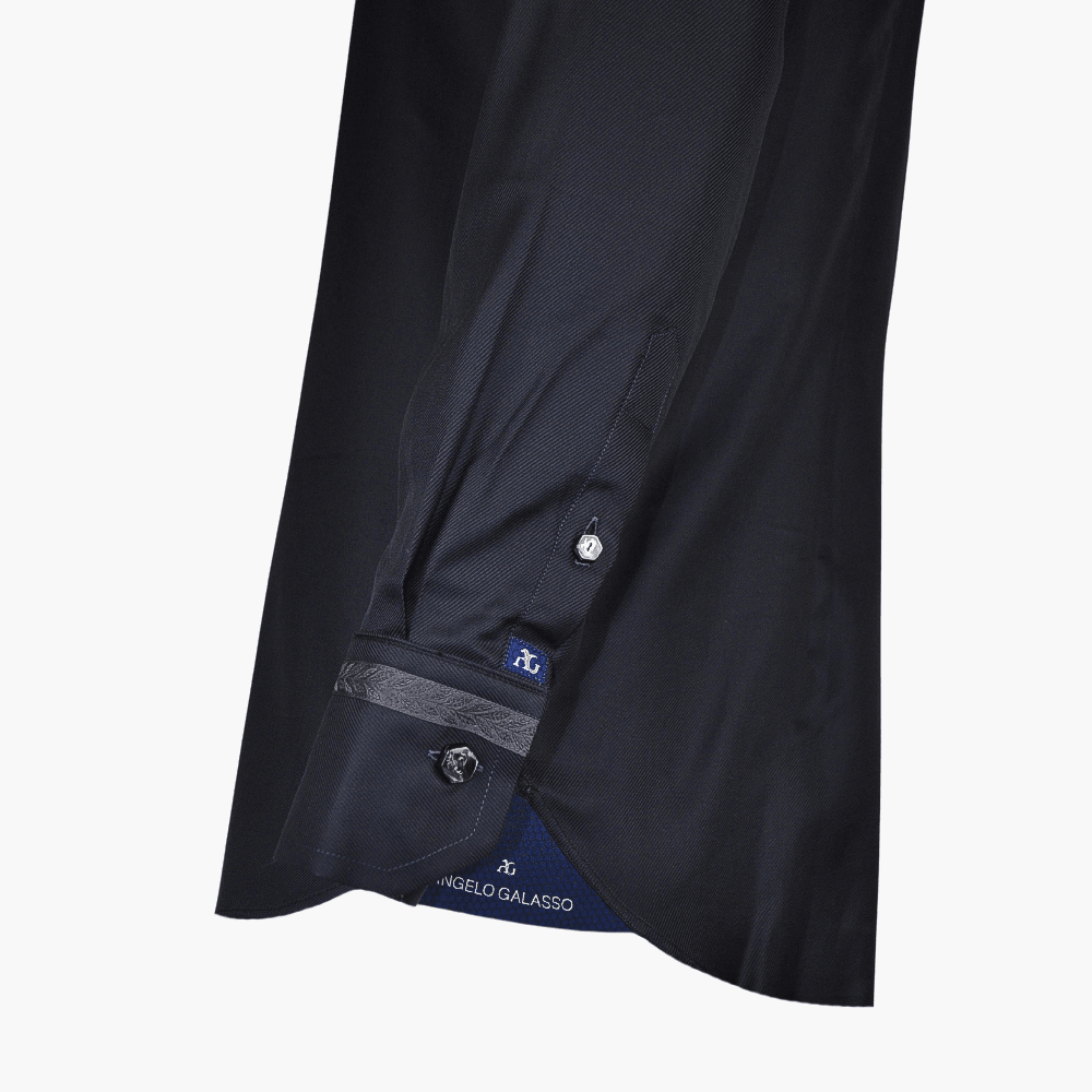 Black Metallic Jacquard Alloro Shirt - Angelo Galasso - Luxury Italian Menswear London