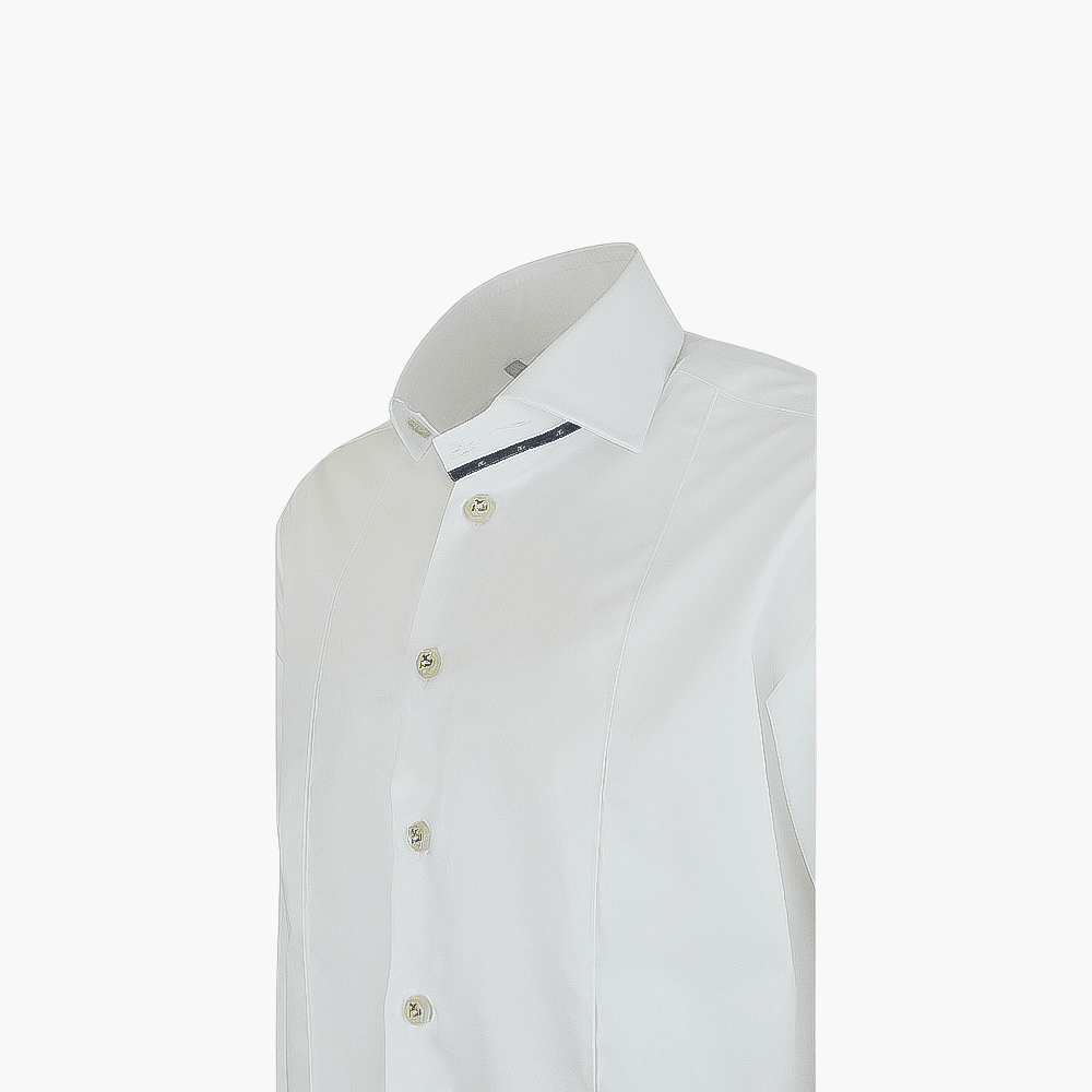 Angelo Galasso White Twill Mason Shirt - Angelo Galasso - Luxury Italian Menswear London