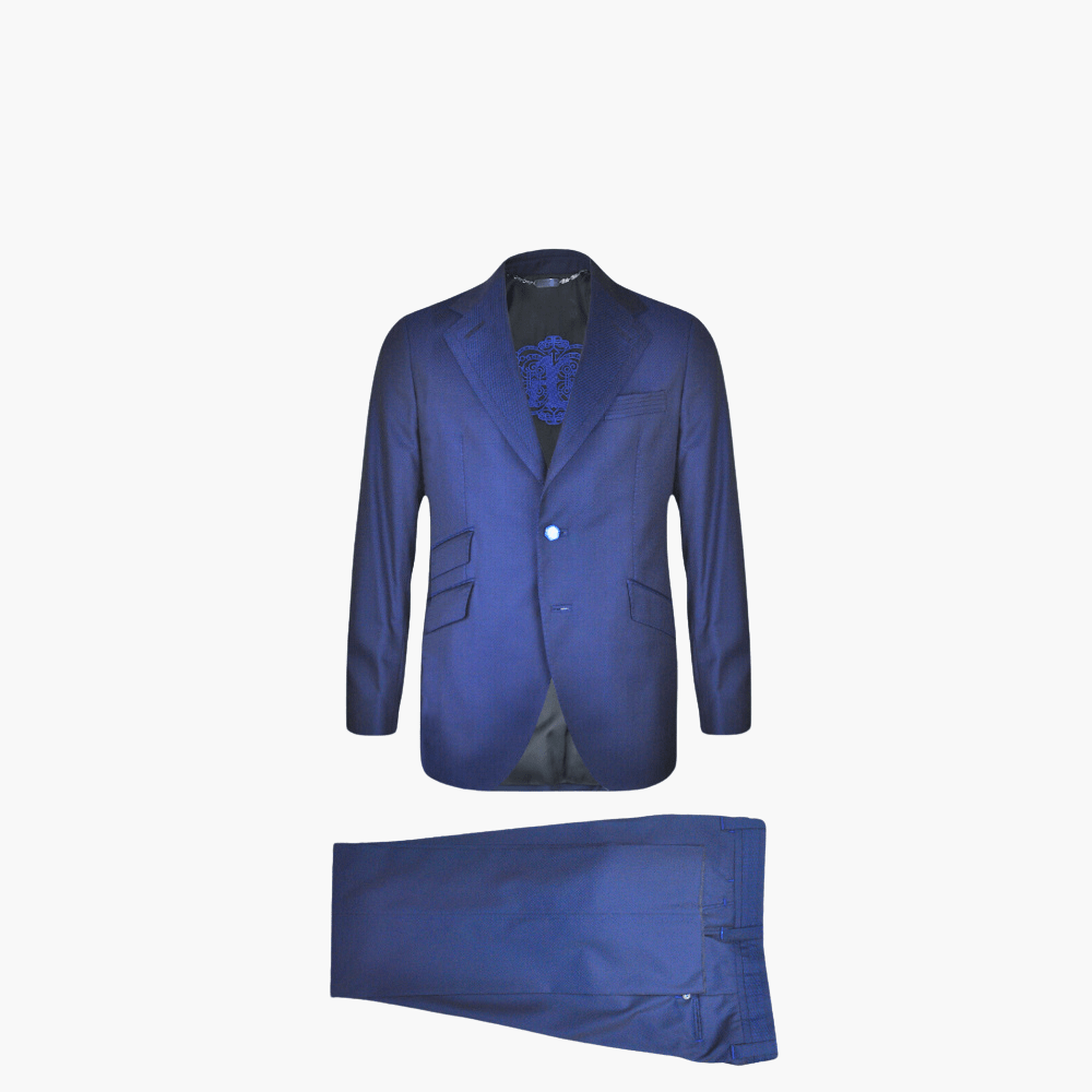 Blue Wool Suit - Angelo Galasso - Luxury Italian Menswear London