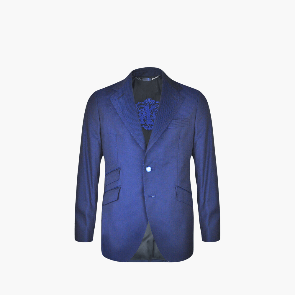Blue Wool Suit - Angelo Galasso - Luxury Italian Menswear London