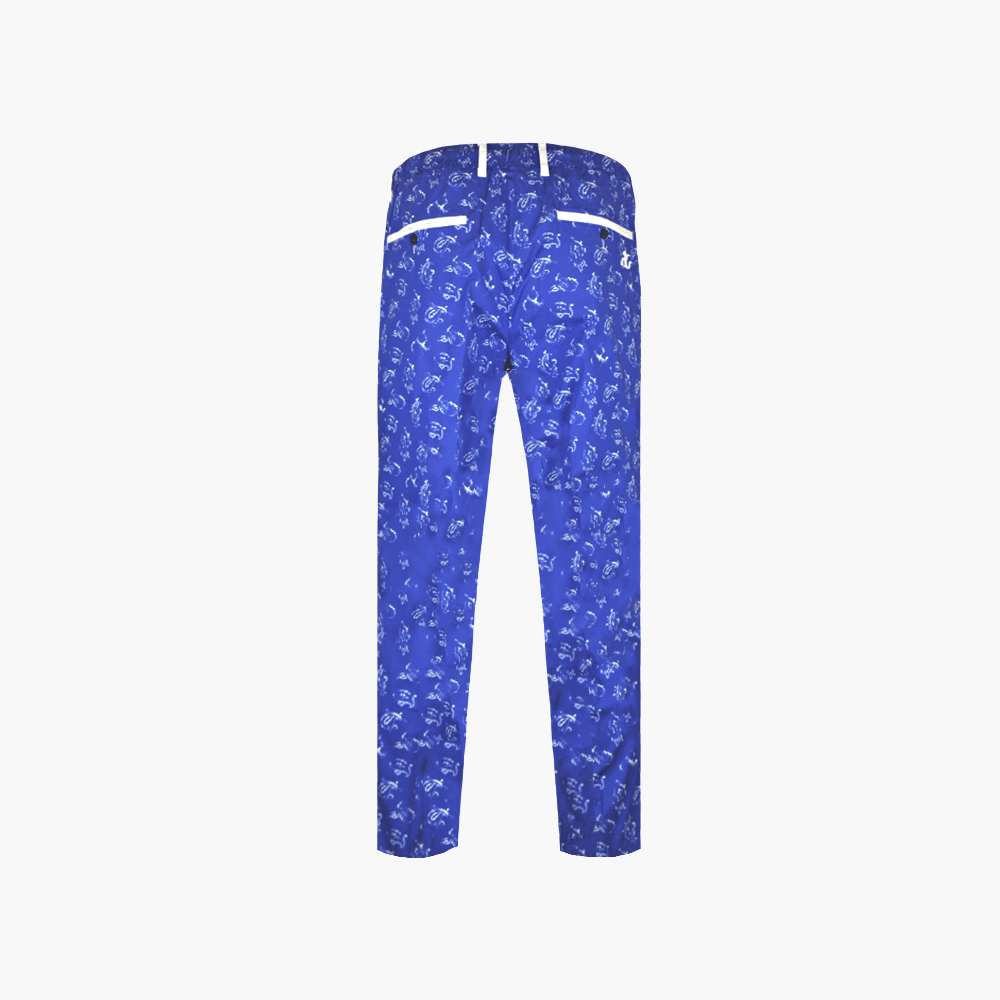 Blue Floral Print Drawstring Trousers - Angelo Galasso - Luxury Italian Menswear London