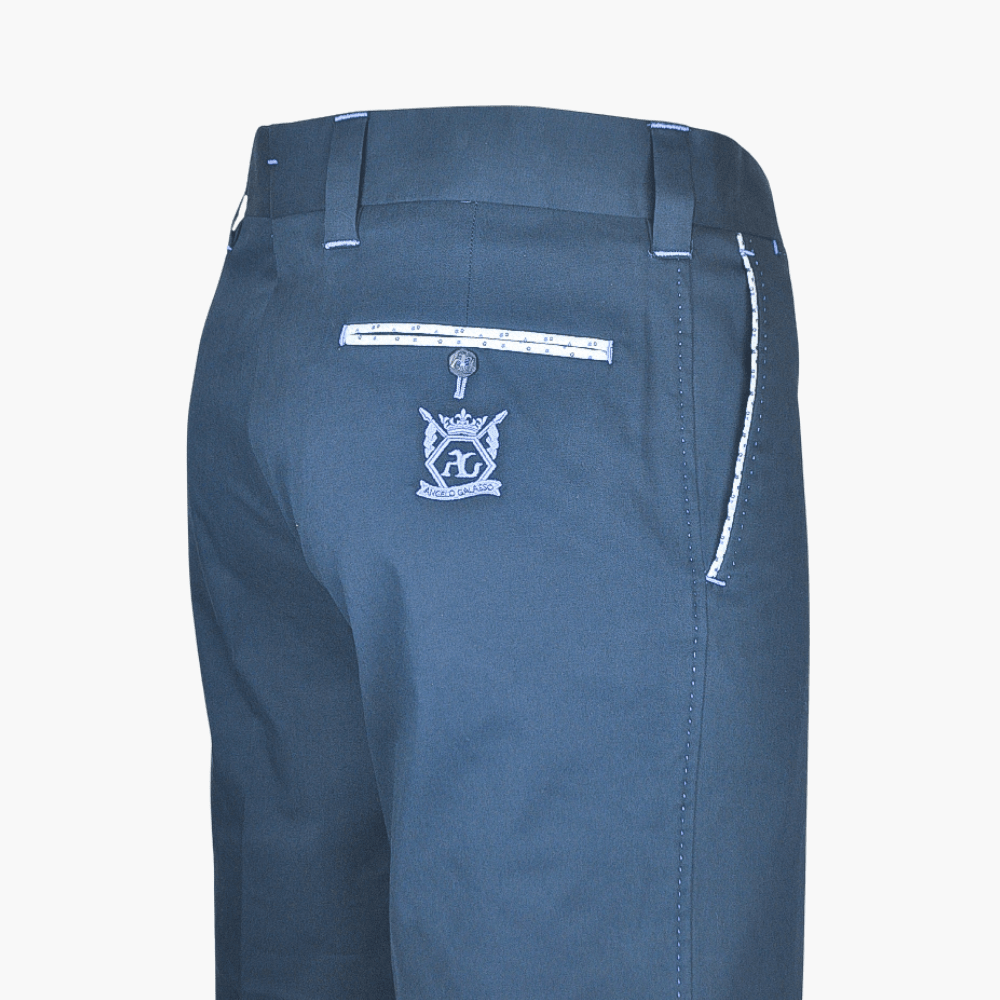 Dark Blue Hexagonal Bermuda - Angelo Galasso - Luxury Italian Menswear London
