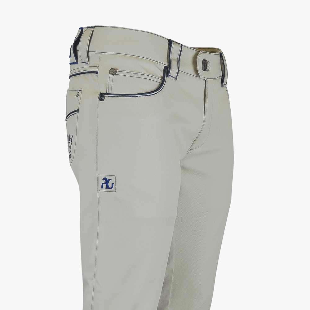 Beige Jeans with Hexagonal Logo - Angelo Galasso - Luxury Italian Menswear London