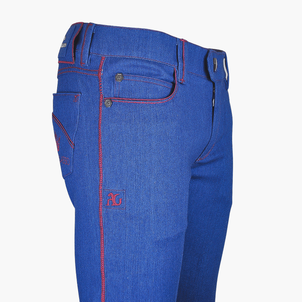 Blue & Red Crown Jeans - Angelo Galasso - Luxury Italian Menswear London