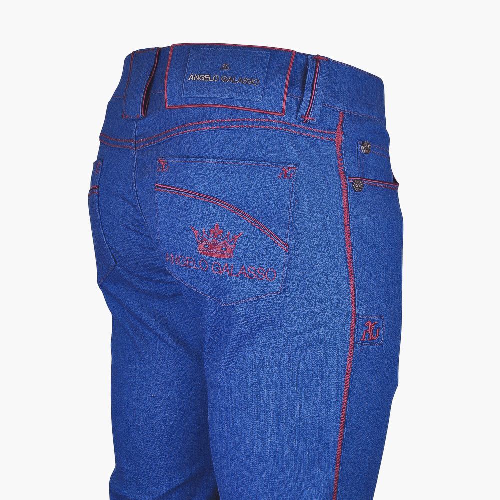 Blue & Red Crown Jeans - Angelo Galasso - Luxury Italian Menswear London
