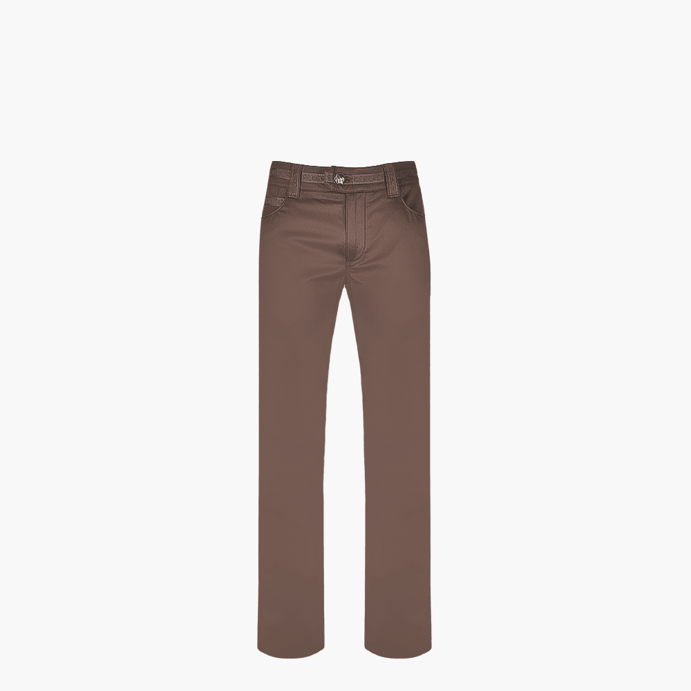 Brown Jeans with Hexagonal Logo - Angelo Galasso - Luxury Italian Menswear London