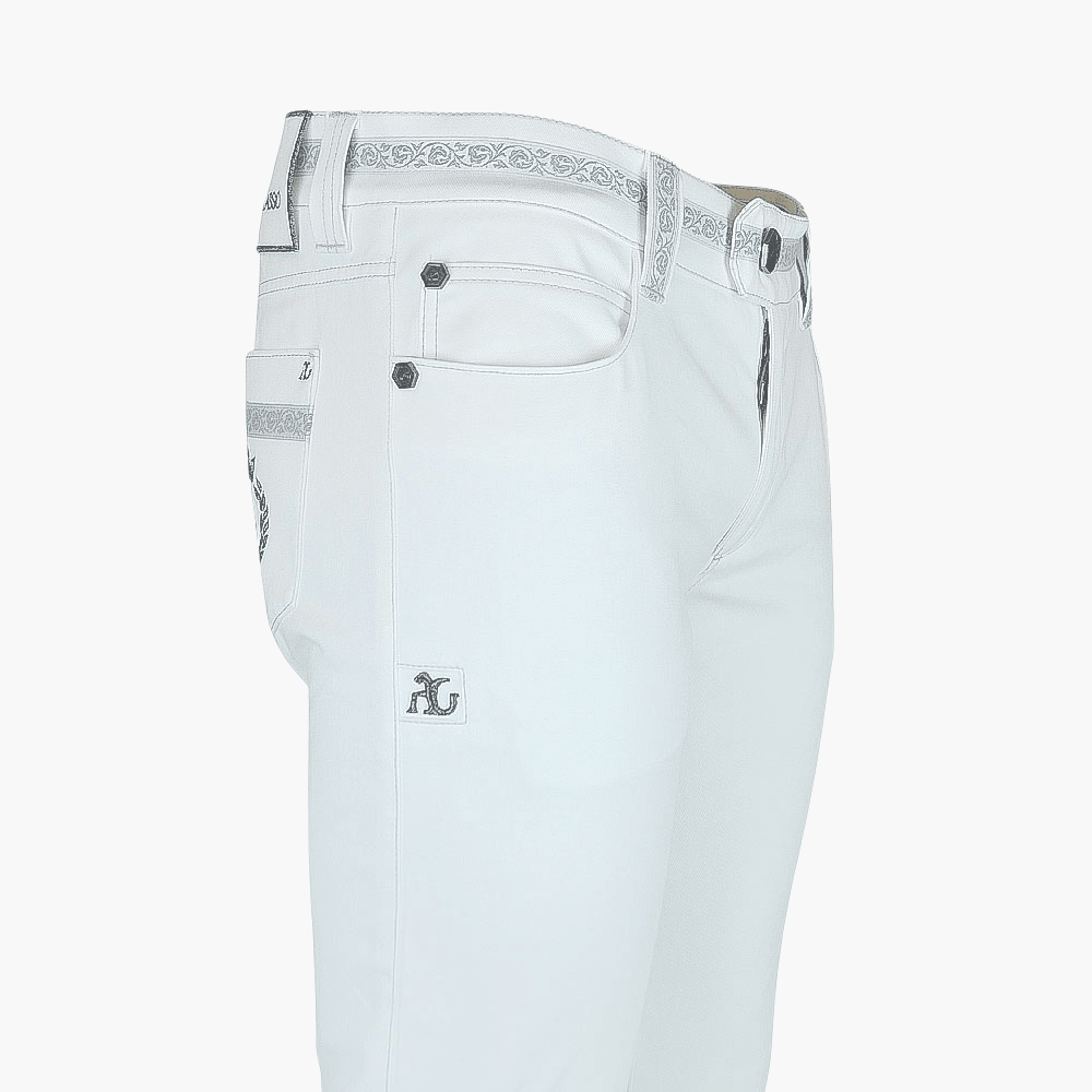 AG White Jeans with Alloro Logo - Angelo Galasso - Luxury Italian Menswear London
