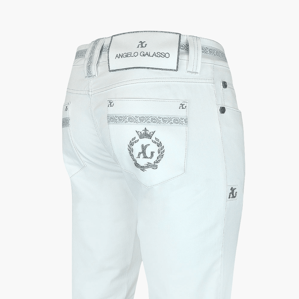 AG White Jeans with Alloro Logo - Angelo Galasso - Luxury Italian Menswear London
