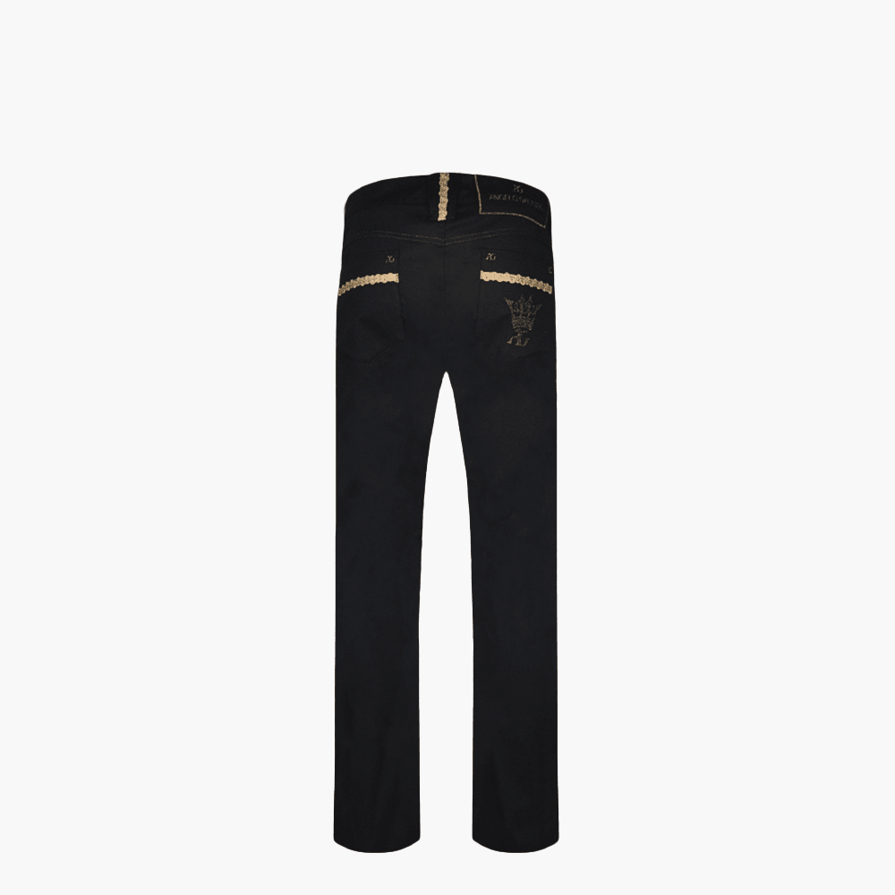 Black Jeans with AG Crown Logo - Angelo Galasso - Luxury Italian Menswear London