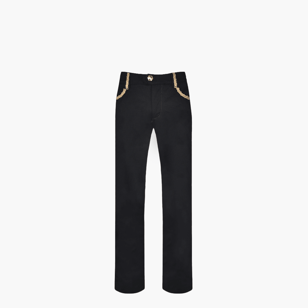 Black Jeans with AG Crown Logo - Angelo Galasso - Luxury Italian Menswear London