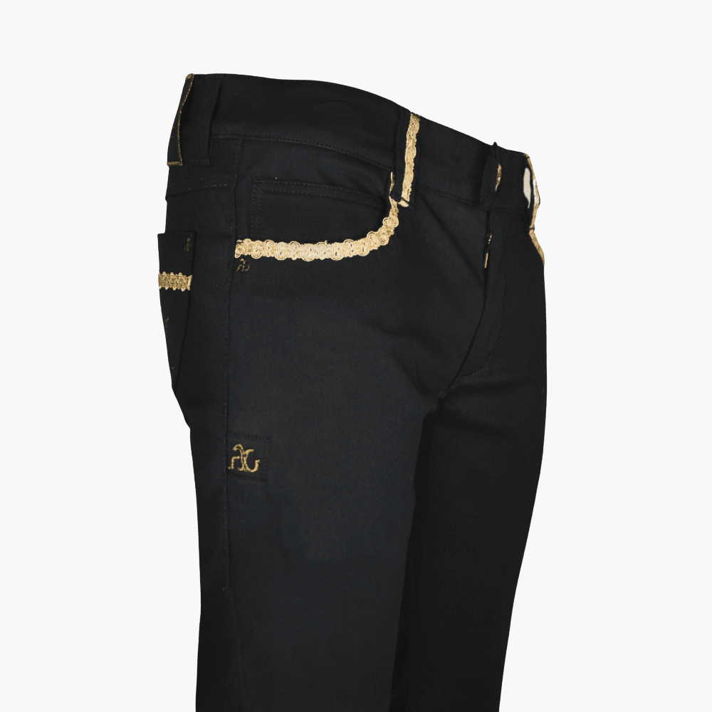 Black Jeans with AG Crown Logo - Angelo Galasso - Luxury Italian Menswear London