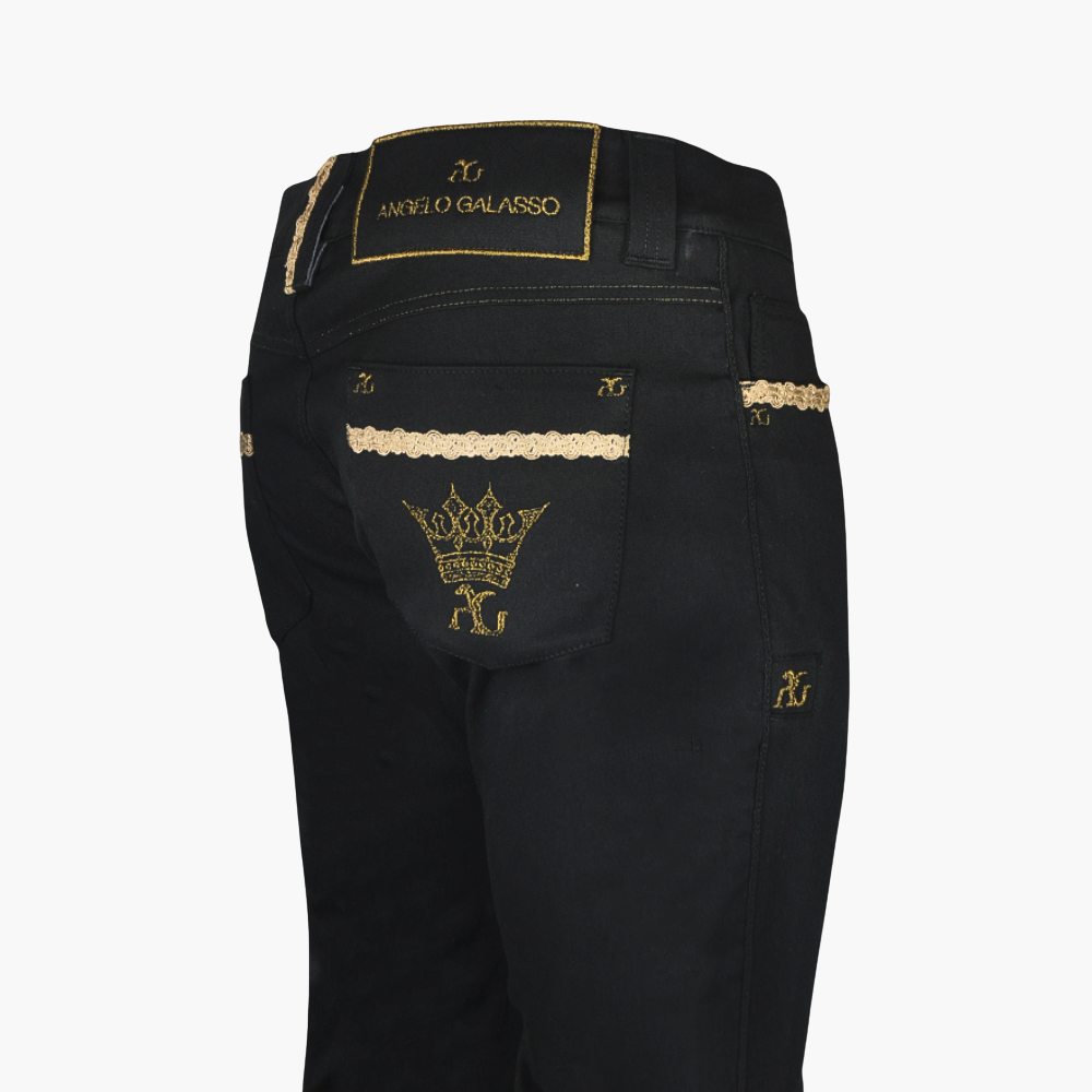 Black Jeans with Crown Logo -