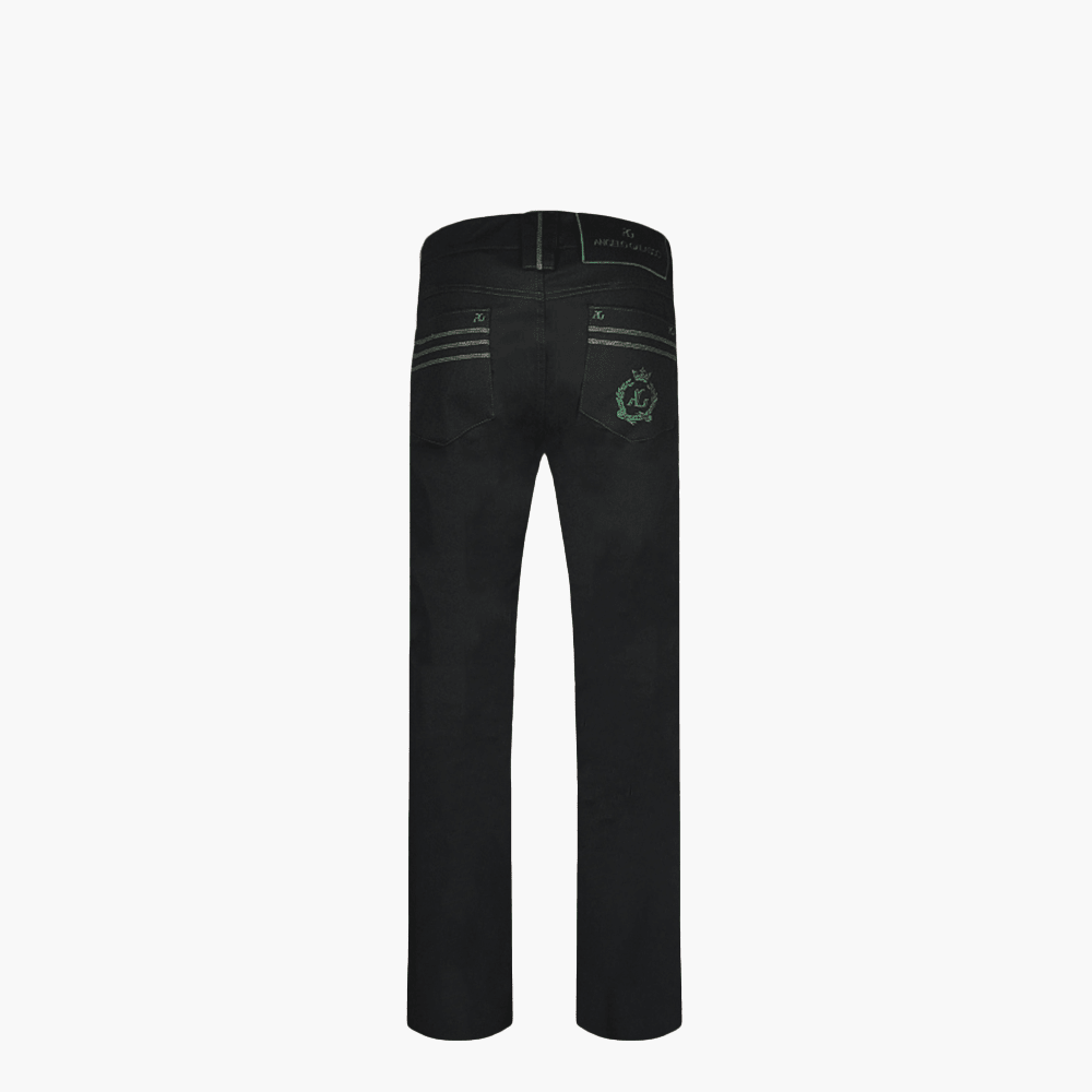Black Jeans with Green Alloro Logo - Angelo Galasso - Luxury Italian Menswear London