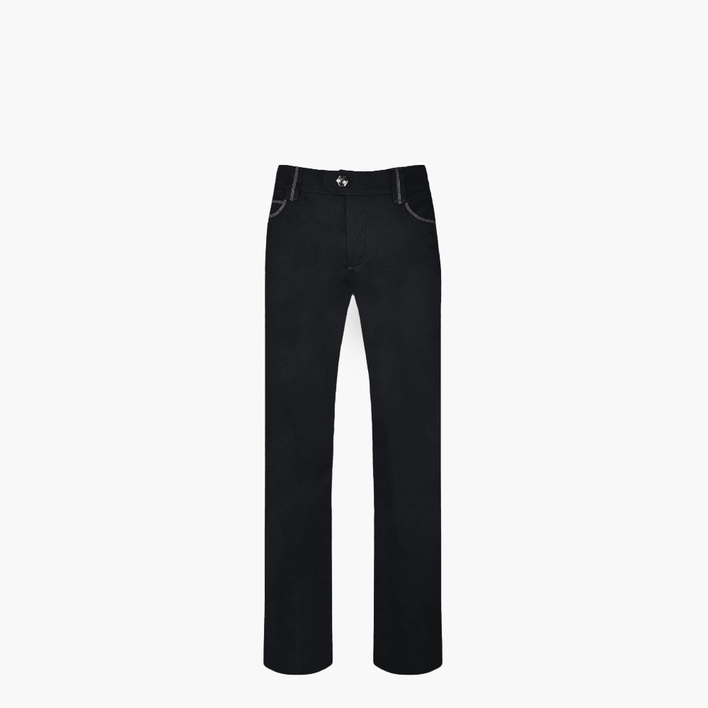 Black Jeans with Green Alloro Logo - Angelo Galasso - Luxury Italian Menswear London